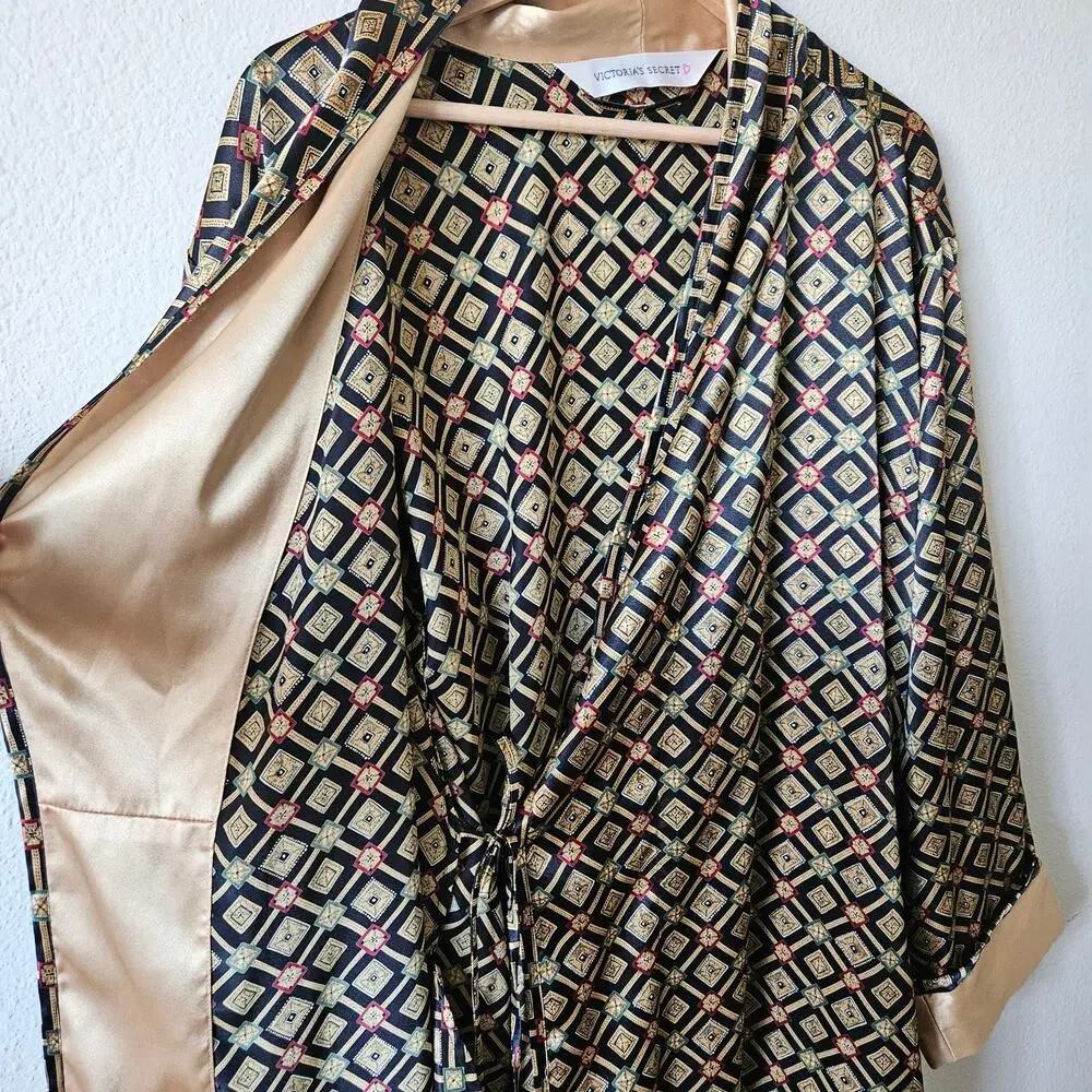 Vintage Victoria's Secret Robe Gold and Black Medium - Picture 3 of 13